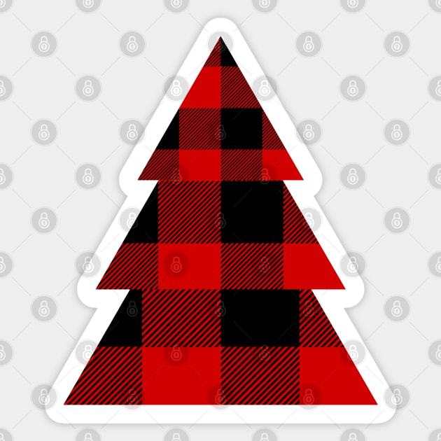 Pine Tree in Buffalo Plaid Pattern Sticker by EdenLiving